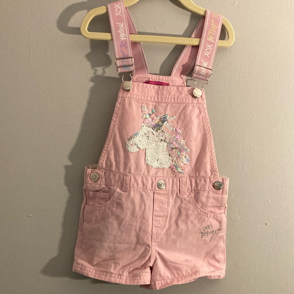 Betsey Johnson Pink Unicorn Overalls